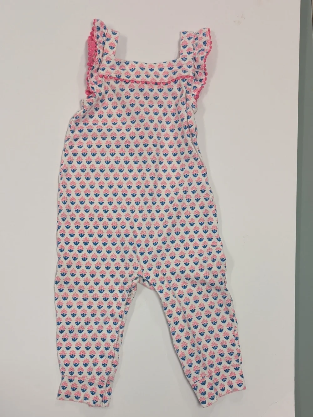 Carter's Pink & Blue Floral Print Kids Romper 9 Mos